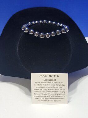 Vintage Magnetite Beaded Bracelet Lodestone for Balance and Grounding